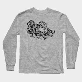 Canada Outline Maze & Labyrinth Long Sleeve T-Shirt